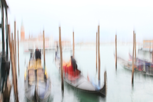 photos of Venice gondolas, Italy, made with intentional camera movement
