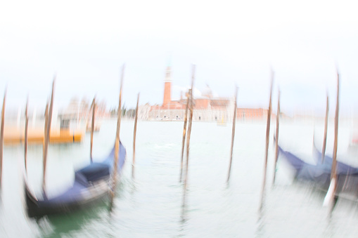 photos of Venice gondolas, Italy, made with intentional camera movement