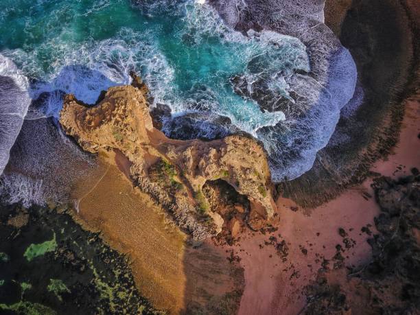istock Topdown view of rocks, ocean and b 1492794763