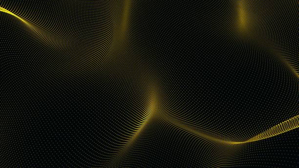 istock Abstract yellow wave design, isolated on a black background 1492795178