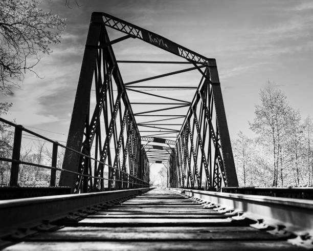 istock Grayscale of a train bridge against the sky 1492795585