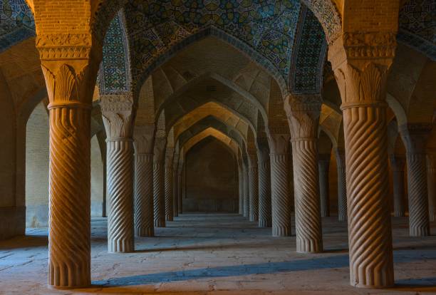 istock the columns have geometric designs on them in a large building 1492795882