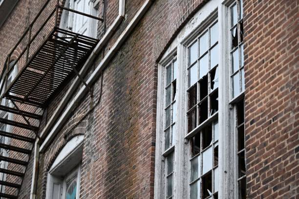 istock Brick building, with a metal fire escape on one side 1492797045
