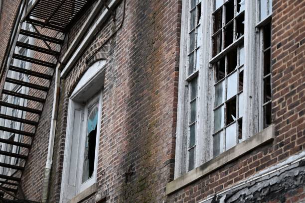 istock Brick building, with a metal fire escape on one side 1492797308