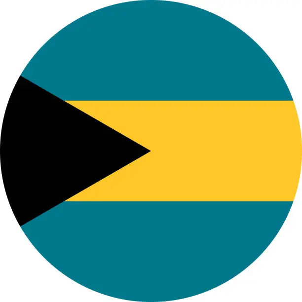 Vector illustration of round Bahamian flag of Bahamas