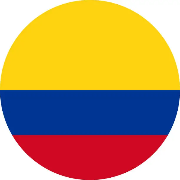 Vector illustration of round Colombian flag of Colombia