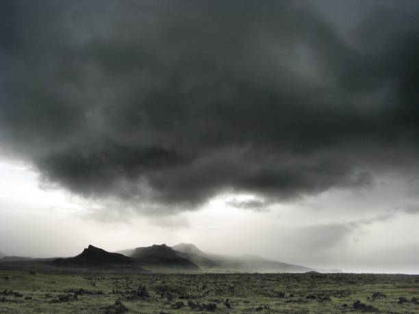 istock Field full of rocks and grass under a cloudy sky 1492798287