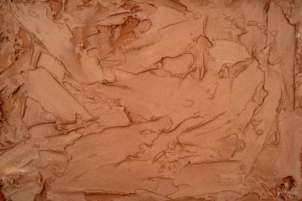 Chocolate ice cream texture. Top view. stock photo