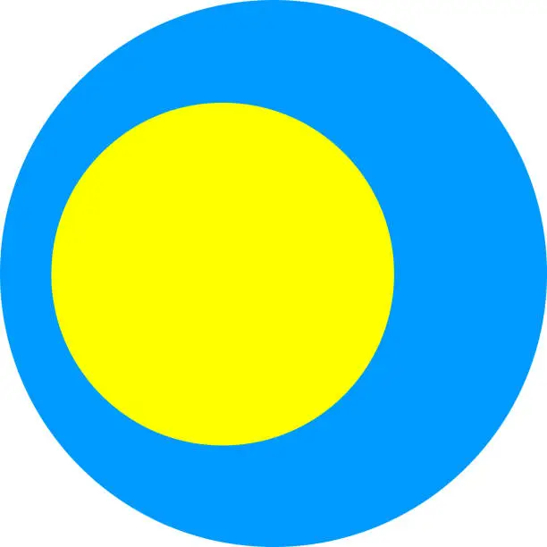 Vector illustration of round Palauan flag of Palau