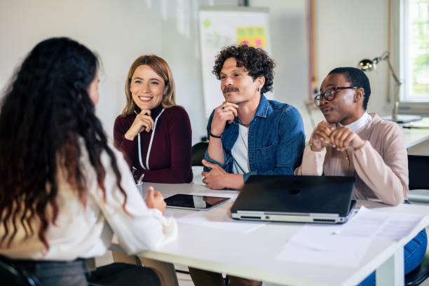 istock Human resources managers conducting job interviews with applicants in the office 1492799829