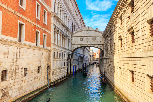 Venice, Italy - February 11, 2023: Bridge of Sighs in Venice, Italy