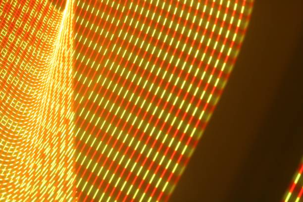 istock Large display featuring a pattern of red and yellow lights radiating outward along distinct lines 1492804105