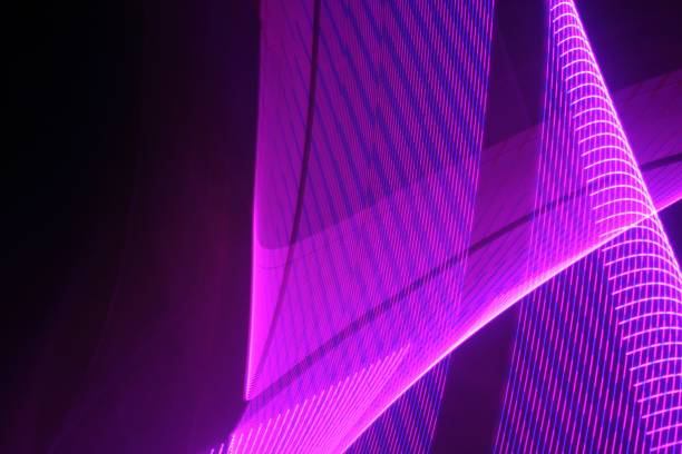 istock Large display featuring a pattern of pink lights radiating outward along distinct lines 1492804108