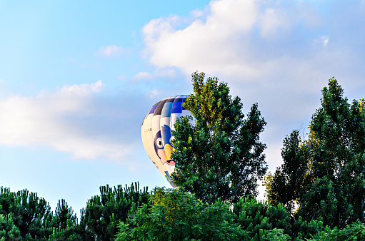 Igualada, Barcelona, July 07, 2022. 26th European Balloon Festival. concentration of hot air balloons