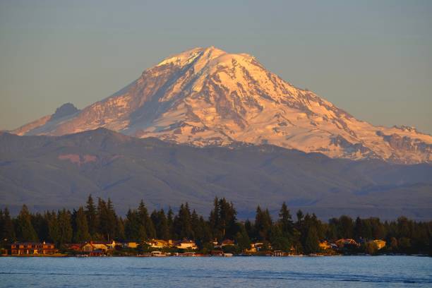 istock Scenic view of Mount Rainier in Washington during sunset 1492805849