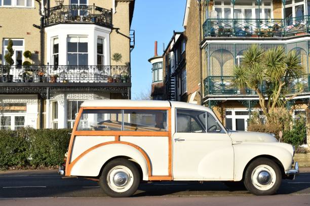 Southend on Sea, United Kingdom – February 17, 2022: A vintage car parked in England on a sunny day.