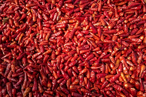 Malagueta peppers, a type of chili widely used in Mozambique locally known as Piri Piri chilis