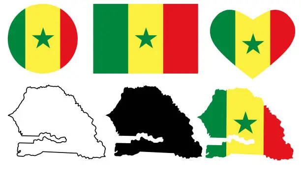 Vector illustration of Republic of Senegal map flag