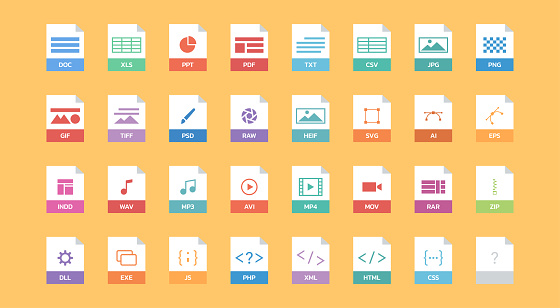 set of document file format icon in flat style isolated vector flat illustration design