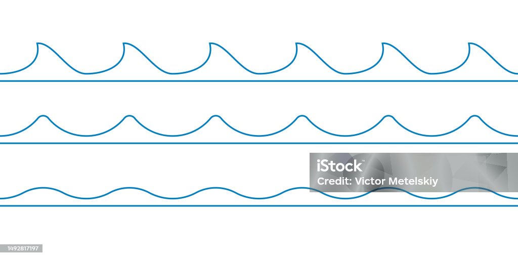 Water Wave Line Pattern Wave Set Seamless Water Waves Pattern With Abstract Line Shapes Sea ...
