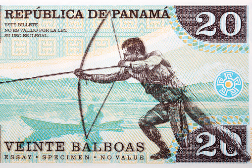 An Embera hunter from  Panamanian money