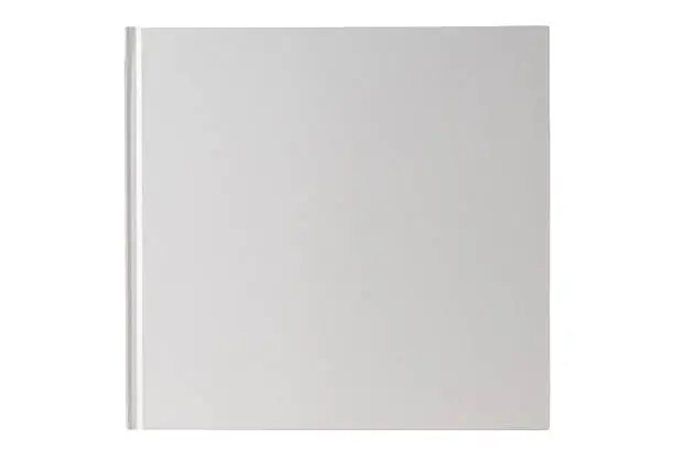 Square white blank book isolated on white background with clipping path.