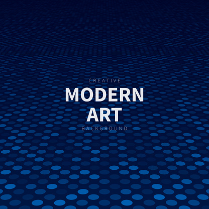 Modern and trendy background. Abstract geometric design with a mosaic of dots and beautiful color gradient. This illustration can be used for your design, with space for your text (colors used: Blue, Black). Vector Illustration (EPS file, well layered and grouped), square format (1:1). Easy to edit, manipulate, resize or colorize. Vector and Jpeg file of different sizes.