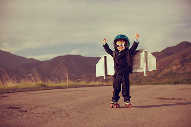 istock Young Business Boy Wearing Jet Pack and Roller Skates 149282437