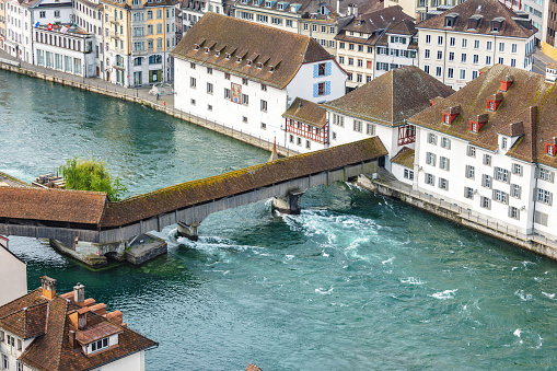 Wide Landscape Shot Of Lucerne And River Reuss From Above