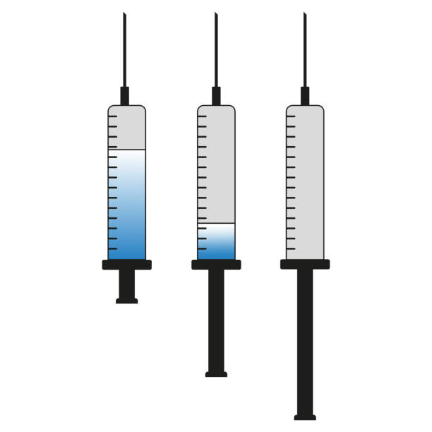 wstrzyknięcie strzykawki medycznej. zestaw ikon wektorowej strzykawki medycznej. ilustracja wektorowa. - syringe silhouette computer icon icon set stock illustrations