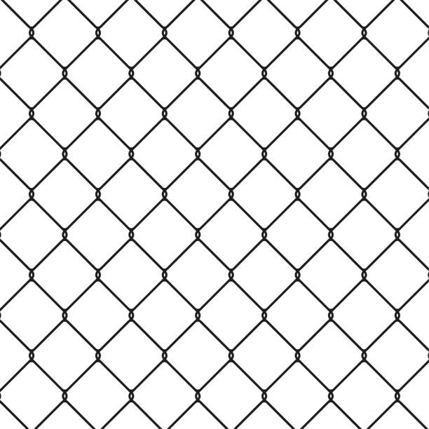 istock chain link fence wire mesh steel metal isolated. Art design gate made. Prison barrier, secured property. Vector illustration. 1492828465