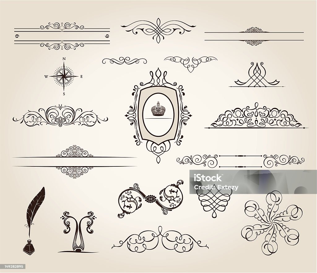Vector set. Calligraphic vintage elements page decoration collection design Vector set. Calligraphic vintage elements and page decoration premium quality collection. floral design Abstract stock vector