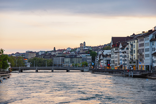 View Of Zurich And The River At Sunrise