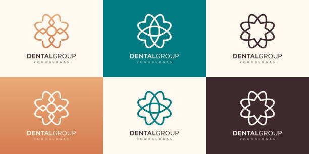 dental logo with a circular shape, Premium, creative, modern teeth vector logo. dental logo with a circular shape, Premium, creative, modern teeth vector logo. dentist logos stock illustrations