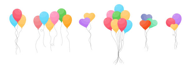 istock Balloons bunch in cartoon style vector illustration isolated on white 1492830153