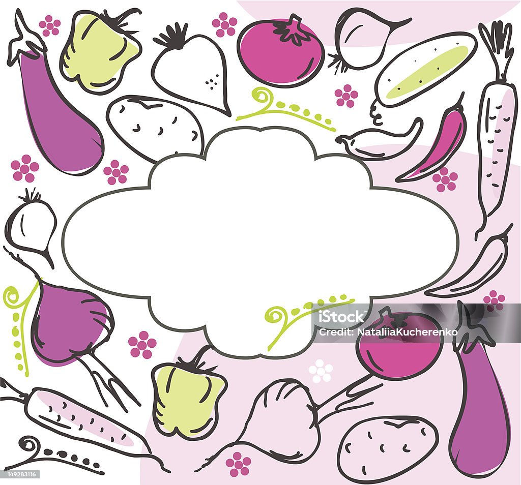 Patrón verduras con un banner - arte vectorial de Ajo libre de derechos