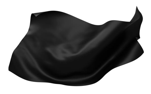 istock Black fabric flying in the wind isolated on white background 3D render 1492834550