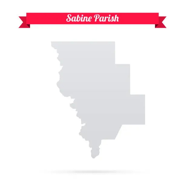 Vector illustration of Sabine Parish, Louisiana. Map on white background with red banner