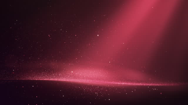 Glittering Red Particles And Light Beams - Loopable Background Animation - Glamour, Design, Copy Space