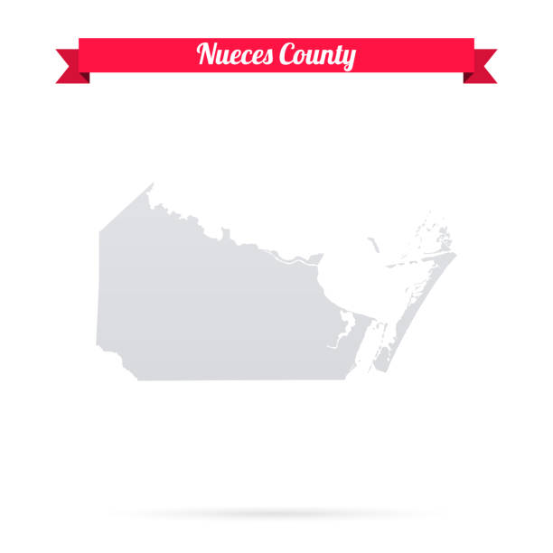 Map of Nueces County - Texas, isolated on a blank background and with his name on a red ribbon. Vector Illustration (EPS file, well layered and grouped). Easy to edit, manipulate, resize or colorize. Vector and Jpeg file of different sizes.