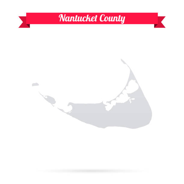 illustrations, cliparts, dessins animés et icônes de le comté de nantucket, situé dans l’état du massachusetts. carte sur fond blanc avec bannière rouge - massachusetts map cartography nantucket