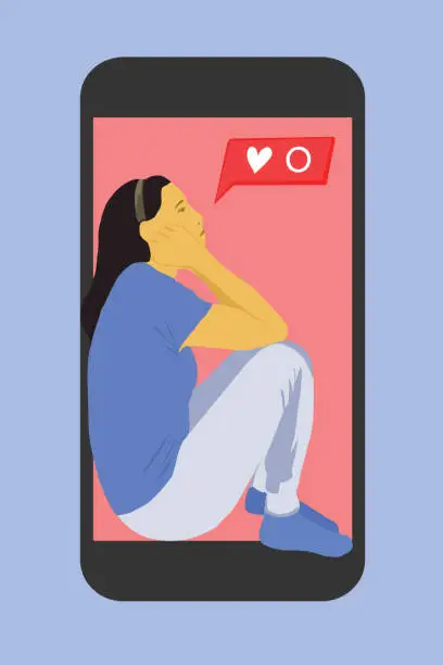Vector illustration of Addicted to social media
