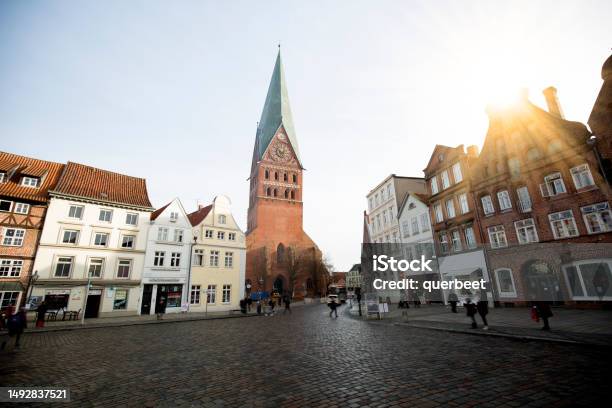 Downtown Lüneburg In Germany Stock Photo - Download Image Now - Built Structure, City, City Life
