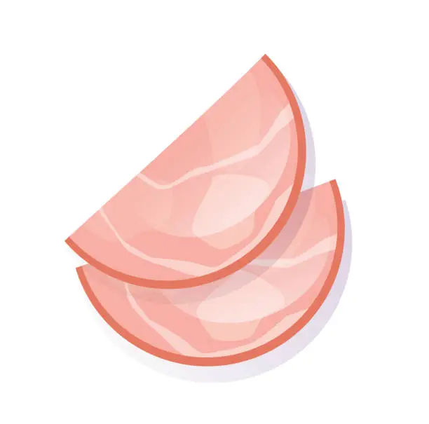 Vector illustration of Sliced ham isolated vector illustration