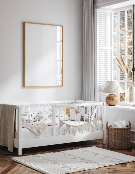 istock Mock up frame in unisex children room interior background 1492844633