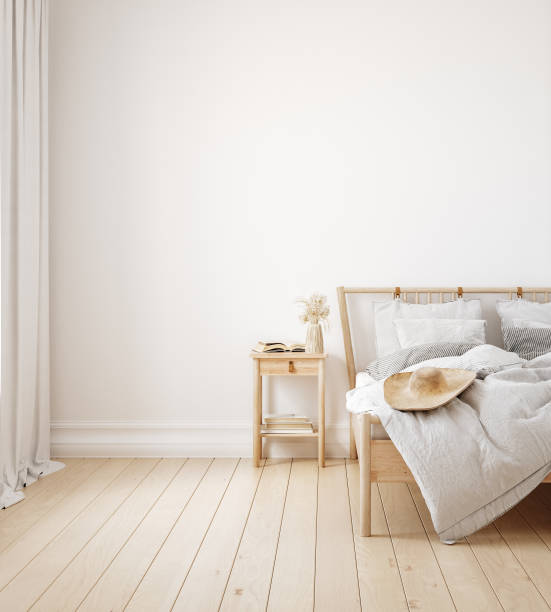 istock Home mockup, Coastal boho style bedroom interior background 1492844764