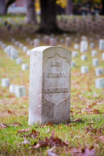 Close-up of headstone of unknown soldier, Shiloh National Cemetery, Tennessee