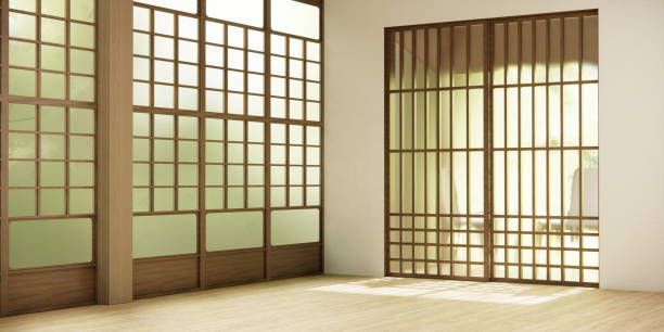 istock the hallway Clean japanese minimalist room interior, 3D rendering 1492851293