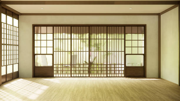 istock the hallway Clean japanese minimalist room interior, 3D rendering 1492851340