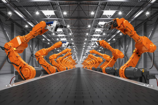 istock Robot Welding And Robotic Arms In Smart Distribution Warehouse 1492851497